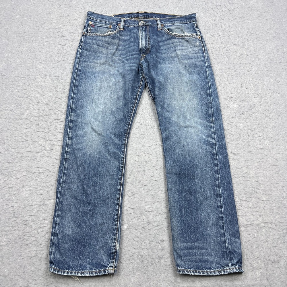 Polo Ralph Lauren Hampton Straight Jeans Mens 35x30 Blue Denim Fade Medium Wash
